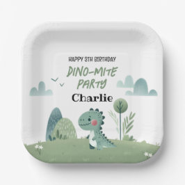Plato De Papel Roarsome Dino Birthday 