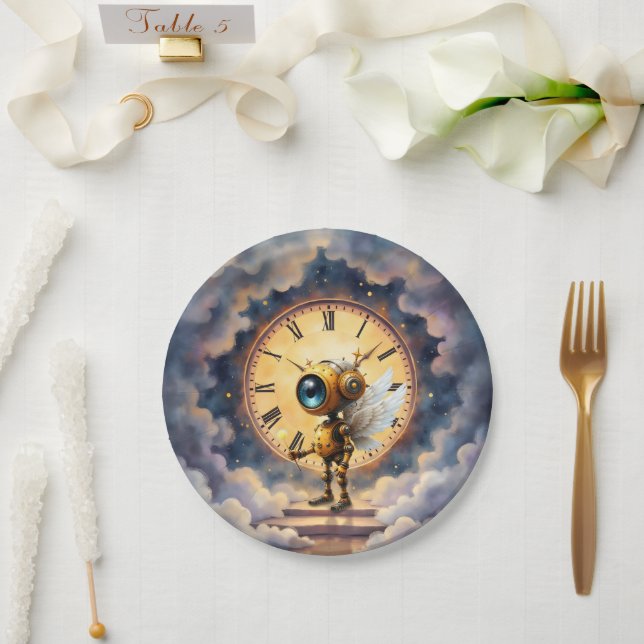 Plato De Papel Robby the Winged Timekeeper – Wings of Time Series (Boda)