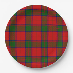 Plato De Papel Robertson tartan platillo rojo