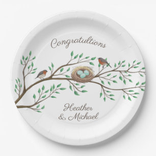 Plato De Papel Robin Birds Nest Eggs Spring Baby Shower