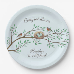 Plato De Papel Robin Birds Nest Eggs Spring Baby Shower