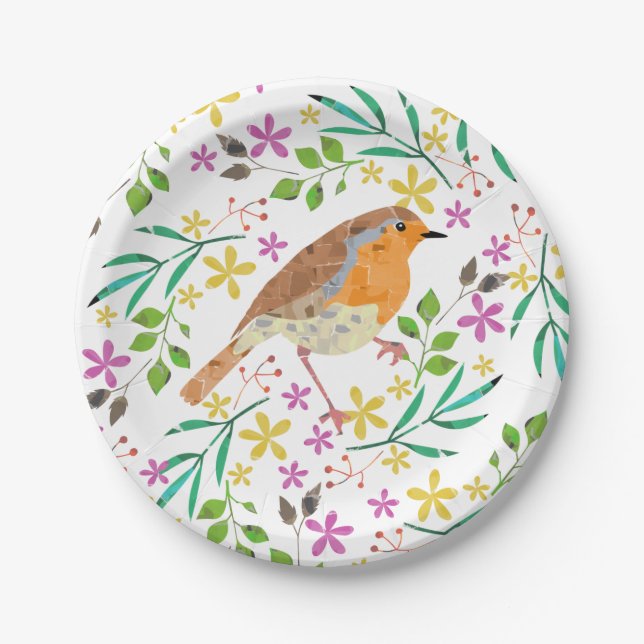 Plato De Papel Robin Red Breast, bird of Christmas (Anverso)