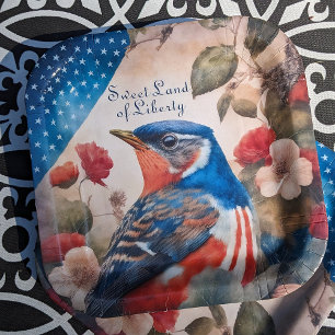 Plato De Papel Robin Vintage, patriota estadounidense, Fiesta del
