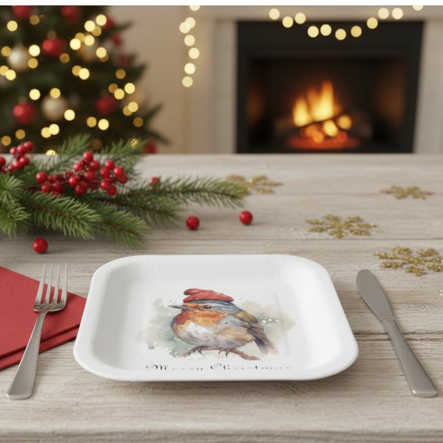 Plato De Papel Robin Winter Delight, personalizado (Subido por el creador)