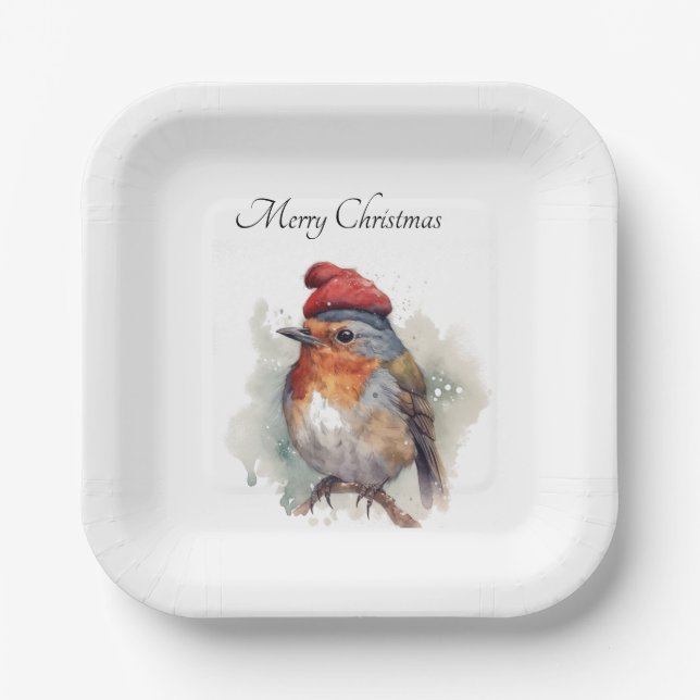 Plato De Papel Robin Winter Delight, personalizado (Anverso)