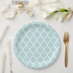 Plato De Papel Robins Huevos Azul y Blanco Cuatrefoil marroquí