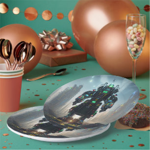 Plato De Papel Robot 4 placas de papel grandes