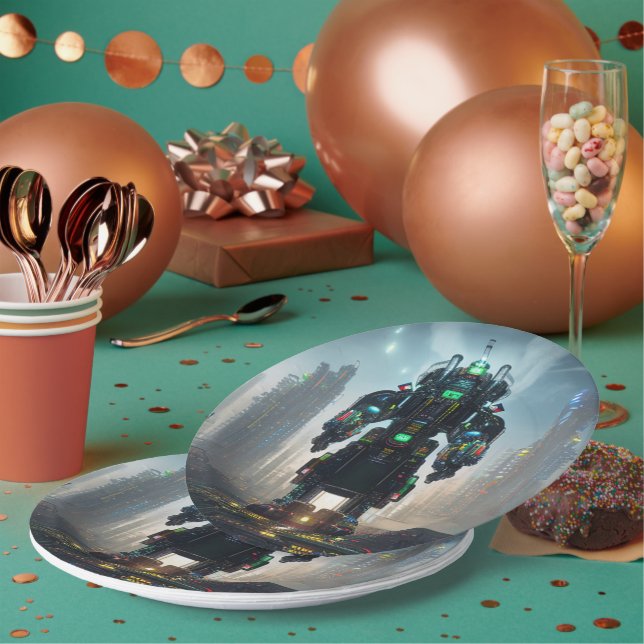 Plato De Papel Robot 4 placas de papel grandes (Multi)