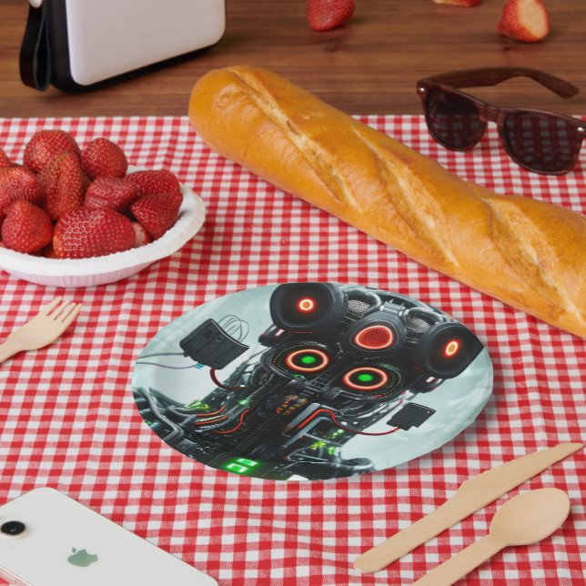 Plato De Papel Robot 5 placas de papel (Picnic)