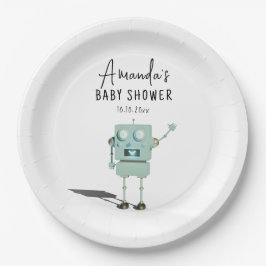 Plato De Papel Robot boy Baby Shower