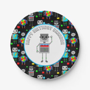 Plato De Papel Robot de cumpleaños de un niño personalizado