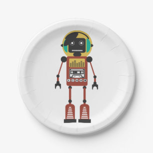 Plato De Papel Robot de radio retro