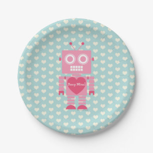 Plato De Papel Robot femenino lindo