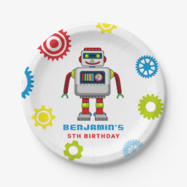 Plato De Papel Robot Kids Birthday Paper Plate