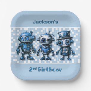 Plato De Papel Robot Tema 2º Fiesta de cumpleaños Plates