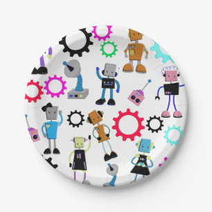 Plato De Papel Robots retros