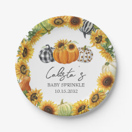 Plato De Papel Rocío de bebé de calabaza y girasol de otoño