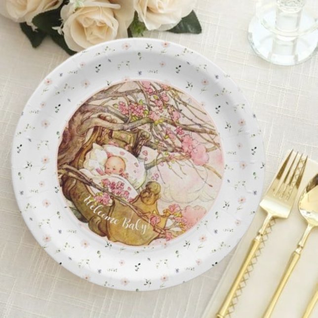 Plato De Papel Rock A Bye Baby Nursery Rhyme Baby Shower (Subido por el creador)
