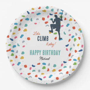 Plato De Papel Rock Climbing Cute Kids Fiesta de cumpleaños