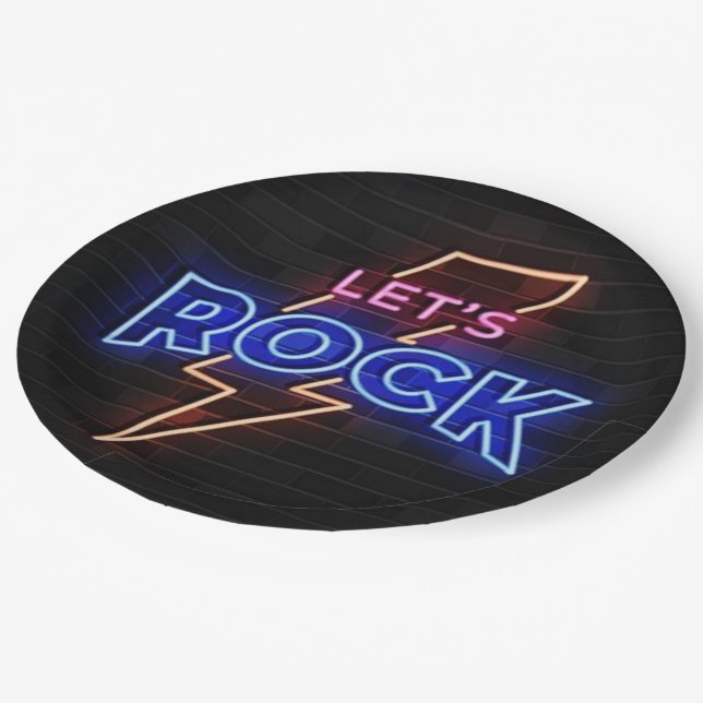 Plato De Papel Rock Lightning Bolt (Angular)