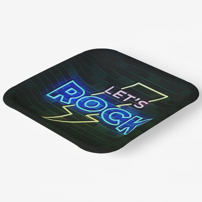 Plato De Papel Rock Lightning Bolt 2 (Angular)