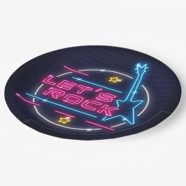 Plato De Papel Rock Retro Neon