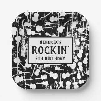 Plato De Papel Rock & Roll Guitar Birthday Party