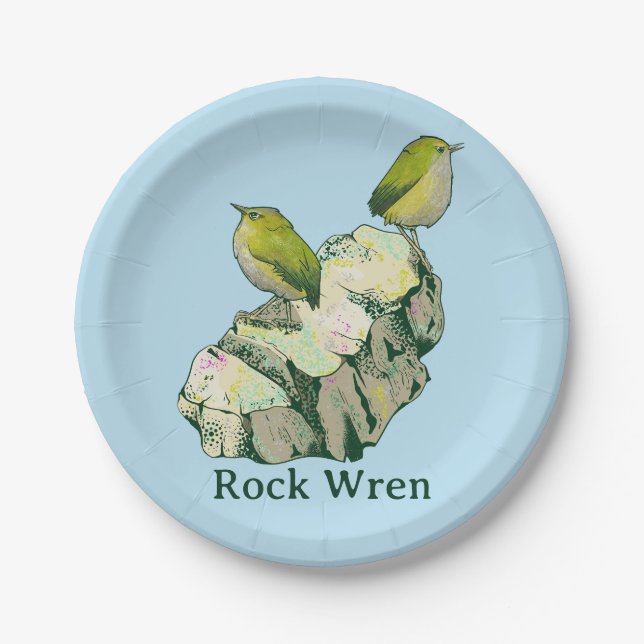 Plato De Papel Rock Wren birds Nueva Zelanda (Anverso)