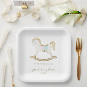 Plato De Papel Rockefeller Blue Pink Gender Neutral Baby Shower