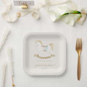 Plato De Papel Rockefeller Blue Pink Gender Neutral Baby Shower