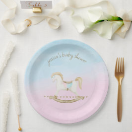 Plato De Papel Rockefeller Blue Pink Gender Neutral Baby Shower