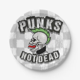 Plato De Papel Rockero de Punk Mohawk sin cráneo muerto