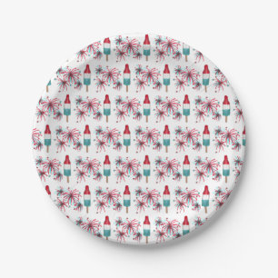 Plato De Papel Rocket azul rojo Pop Popsics Fireworks Estados Uni