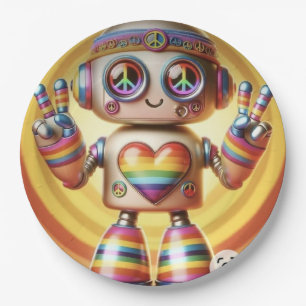 Plato De Papel Rocking Retro Robot