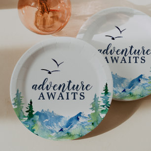 Plato De Papel Rocky Mountain Adventure espera Baby Shower