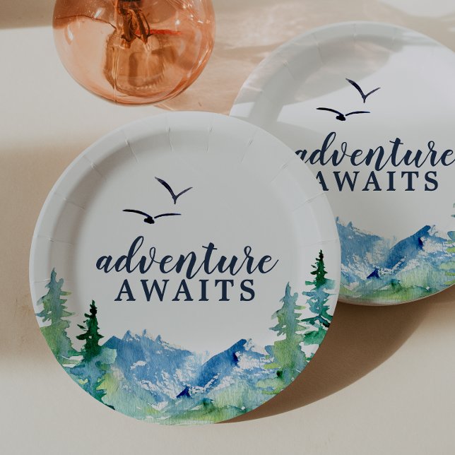 Plato De Papel Rocky Mountain Adventure espera Baby Shower (Subido por el creador)