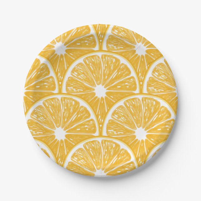 Plato De Papel rodajas de naranja, diseño de patrones de frutas t (Anverso)