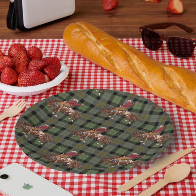 Plato De Papel Rodeo Cowboy en Bucking Bronco (Picnic)