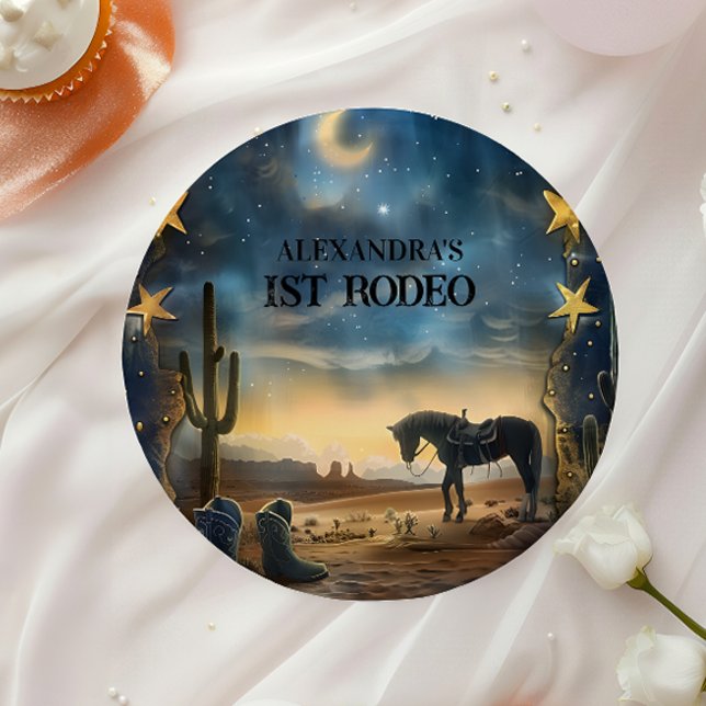 Plato De Papel Rodeo de Cumpleaños del Vaquero Rústico Cielo Azul (Subido por el creador)