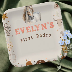 Plato De Papel Rodeo Infantil Vaquero Occidental Rústico