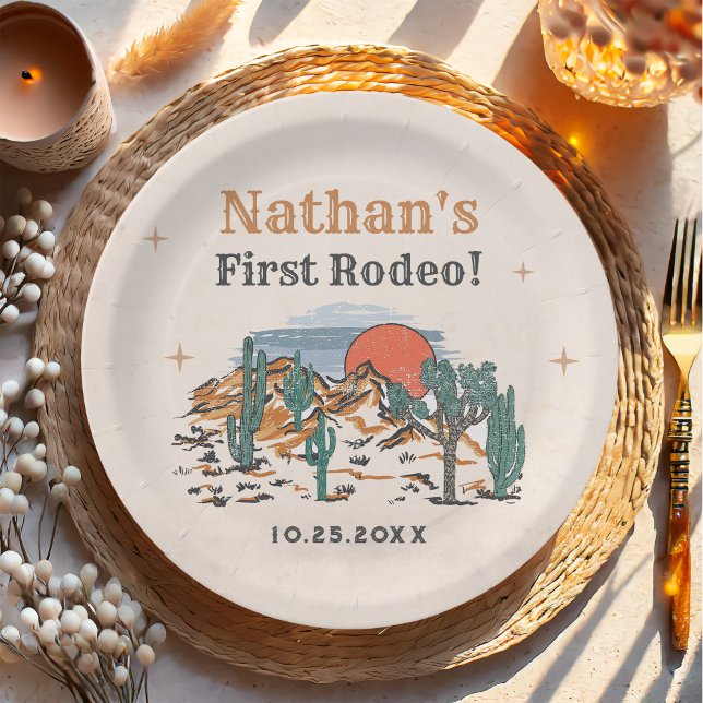 Plato De Papel Rodeo Occidental de Cowboy Primer cumpleaños (Subido por el creador)