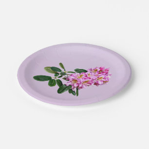 Plato De Papel Rododendros rosa pálido