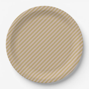 Plato De Papel Rojeces Rosa Beige y Rayas Dorado Claro Fiesta