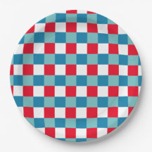 Rojo Blanco Azul Retro Tartán Cuadros 4 de Julio