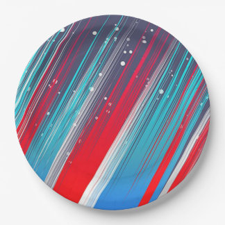 Plato De Papel Rojo, blanco y azul