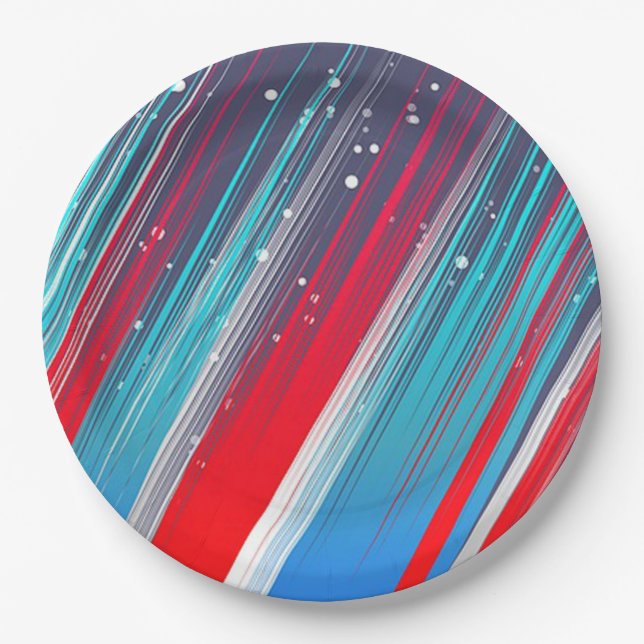 Plato De Papel Rojo, blanco y azul (Anverso)