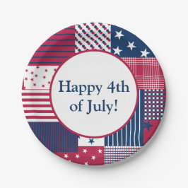 Plato De Papel Rojo, blanco y azul