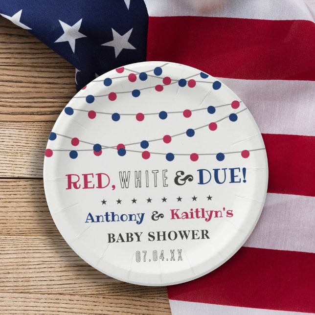 Plato De Papel ¡Rojo, blanco y debido! 4 De Julio Baby Shower (Subido por el creador)