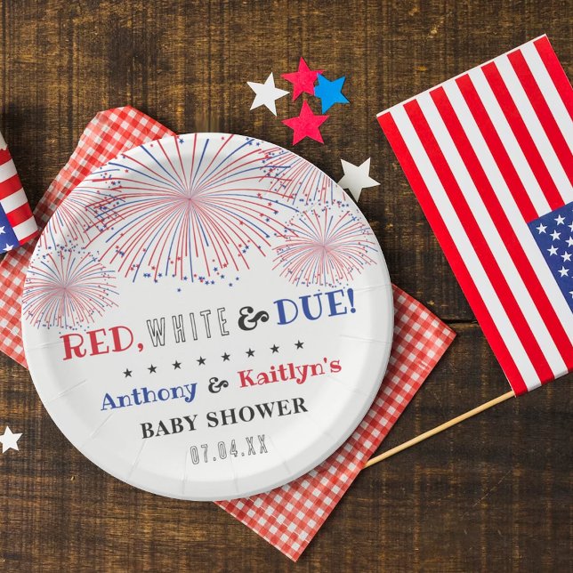 Plato De Papel ¡Rojo, blanco y debido! 4 De Julio Baby Shower (Subido por el creador)