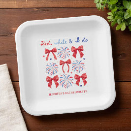 Plato De Papel Rojo Blanco y Yo Hago Fiesta de Soltera del 4 de J